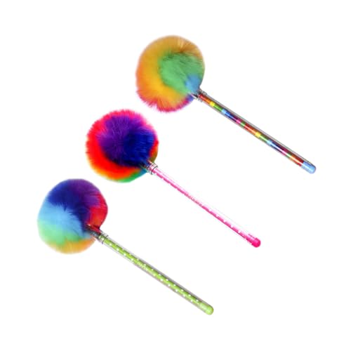 DIKACA 3 Stück Farbiger Kugelschreiber Regenbogen-kugelschreiber Kugelschreiber Für Mädchen Filzstift Für Dekoration Stift Party Signaturstift Plüsch-pompom-stift Plastik von DIKACA