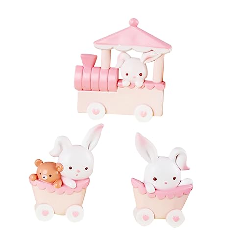 DIKACA 3 Stück Kleine Kaninchen Zug Ornamente Figur Dekoration Mini Topper Kuchen Hase Home Decor Niedliche Tier Skulptur Cartoon Ornamente Rosa Harz DIKACA 3 Stück Kleine Kaninchen Zug Ornamente Figur Dekoration Mini Topper Kuchen Hase Home Decor Niedliche Tier Skulptur Cartoon Ornamente Rosa Harz von DIKACA