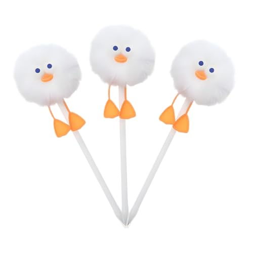 DIKACA 3 Stück Kugelschreiber aus Entenhaar Stift süß Lustige Stifte für Mädchen Kawaii-Stifte Tintenstifte eleganter Schreibstift Party-Schreibstifte Gel-Tinte Schulbehörde Plüsch Weiß von DIKACA