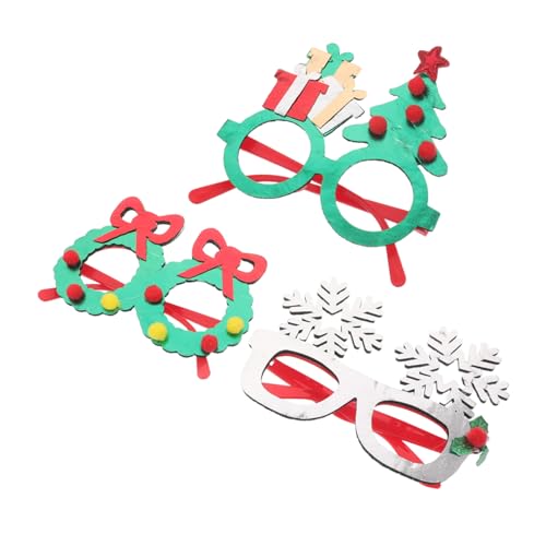 DIKACA 3 Teilige Weihnachtsparty Brille Happy New Year Brille Schneeflocken Brillenrahmen Weihnachtsparty Zubehör Urlaubs Urlaubs Foto von DIKACA