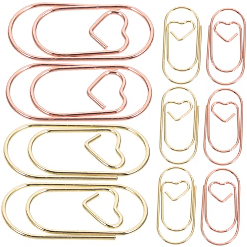 DIKACA 30 Stück Herzförmige Büroklammern Teilig Dekorative Aktenklammern Roségold und Gold Clips für Büro Schule und DIY Projekte Stilvolle Organizer für Notizen und Kalender von DIKACA