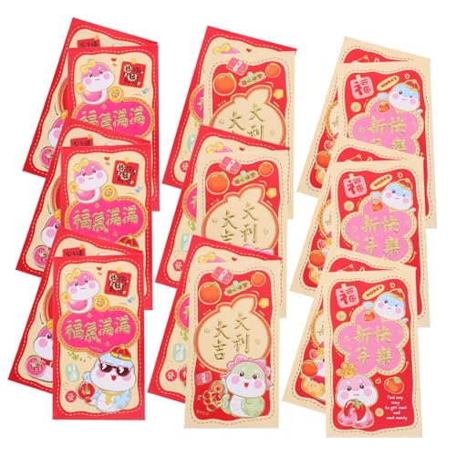 DIKACA 30 Stück Lai Feng Festival Paket Umschlag Zum Mondneujahr Frühling Geldtasche Zum Chinesischen Neujahr Geldumschlag Neujahr Geldbeutel Geldumschläge Rot Papier von DIKACA