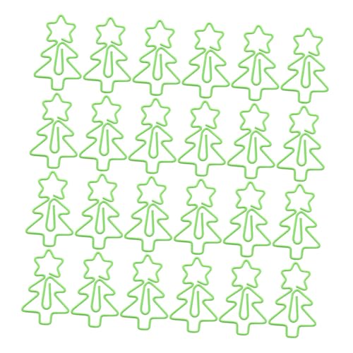 DIKACA 30 Stück Weihnachtsbaum-Büroklammern Farbpapierclips Buchhalter für Büroklammern Zahlenclips Büroklammern gefärbt Lesezeichen-Clips Büroklammer Buchklammer Planer-Clip Metall Grün von DIKACA