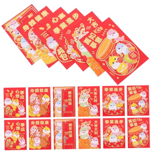 DIKACA 36 Stück Cartoon-schlangenumschlag Chinesischer Neujahrsumschlag Frühling Festival Red Envelope Geldtasche Zum Chinesischen Neujahr Chinesische Umschläge Papier Rot von DIKACA