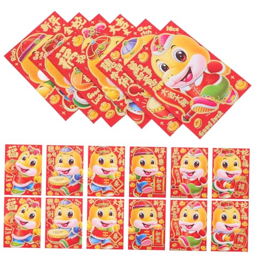 DIKACA 36 Stück Cartoon-schlangenumschlag Neujahrsgeschenke Geldpaket Chinesische Geldtasche Frühling Festival Red Envelope Geldumschläge Frühlingsfest Präsent Neujahrs Hongbao Papier Rot von DIKACA