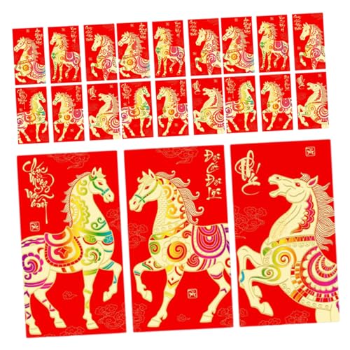 DIKACA 36 Stück Chinesische Rote Umschläge Pferdejahr Großformat Glücksgeldumschläge mit Künstlerischem Design für Neujahr Hochzeit Geburtstag Frühlingsfest Geschenkumschläge von DIKACA