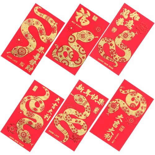 DIKACA 36 Stück Teiliges Rote Umschläge Schlangenjahr Neujahrs-geldbeutel Aus Robustem Papier Für Lunar Year Dekorationen Und Geschenke Mit Lebhafter Farbgestaltung von DIKACA