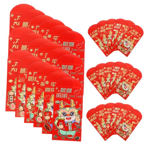 DIKACA 36 Stück rote Umschlagtasche Dekorationen Papier Drachen Drama Mond- briefumschläge traditionelle rote Tasche rotes paket des neuen jahres Chinesische Umschläge für Geld von DIKACA