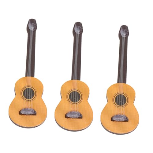 DIKACA 3er Set Holzgitarren Dekoration Ornamente Für Miniatur Szenen Und Mikrolandschaften Ideal Für Kreative Layouts Und Fotografie von DIKACA