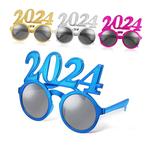 DIKACA 4 Neujahrsbrillen Teiliges in Gold Silber Rosa Blau Langlebige Party Deko mit Stylischem Zahlenrahmen Leicht und Komfortabel für Silvester Feier und Foto Requisiten DIKACA 4 Neujahrsbrillen Teiliges in Gold Silber Rosa Blau Langlebige Party Deko mit Stylischem Zahlenrahmen Leicht und Komfortabel für Silvester Feier und Foto Requisiten von DIKACA