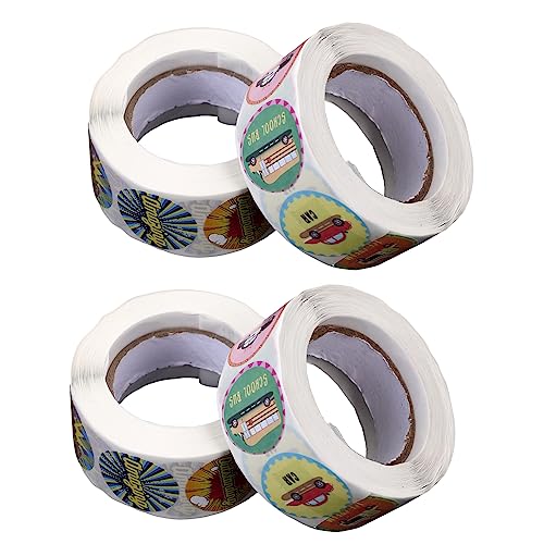 DIKACA 4 Rollen Belohnungsaufkleber Selbstklebende Sticker mit Bunten Designs für Motivationsaufkleber für Geschenkverpackungen und Bastelprojekte von DIKACA