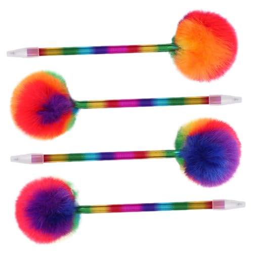 DIKACA 4 Stück Bunte Ballkugelstift kugelschreiber kawaii bürobedarf tragbarer Stift dekorative Stifte Stift mit Pomponaufsätzen süßer Schreibstift Herzstift Herz-Pompom-Stift Plüsch von DIKACA