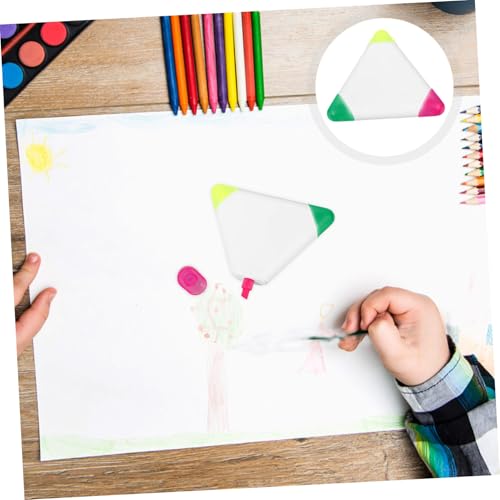 DIKACA 4 Stück Bunte Dreieck Textmarker Kleine Tragbare Leuchtstifte mit Kreativem Design als Ästhetische Marker für Notizen Schule Scrapbooking und Bürogebrauch von DIKACA