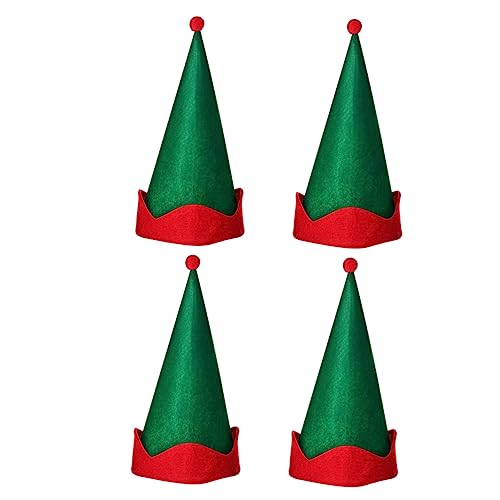 DIKACA 4 Elfischer Spitzhut Weihnachtselfenhüte Weihnachtsfeiertags-Partyhüte Weihnachtskostüme Weihnachtsgeschenke Kostüme für Erwachsene Hüte für Kinder Weihnachtskopfschmuck von DIKACA