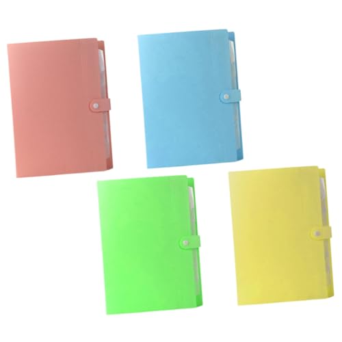 DIKACA 4 Stück Erweiterbarer Fächermappe aus Robustem PP Multifunktionaler Dokumenten organizer in Blau Gelb Grün Portable Aktenordner für Büro und Schule von DIKACA