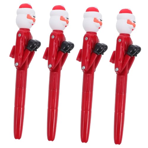 DIKACA 4 Stück Santa Claus Boxenstift Büro Stift Neuheitenstift schlagen süße Kugelschreiber Schreibstift Kugelschreiber für Weihnachten -Stift rot von DIKACA