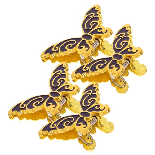 DIKACA 4 Stück Schmetterlingsclip Kleiner Bulldoggenclip Kleine Büroklammern Lustige Papierclips Schmetterlingsklauen-clips Büroklammer in Schmetterlingsform Papierklemmen Metall Violett von DIKACA