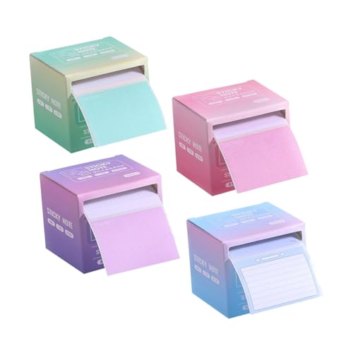 DIKACA 4 Stück Selbstklebende Notizblöcke mit Ausziehspender Haftnotizen Praktische Memo Pads für Büro Schule und Zuhause zur Erinnerung und Notizen von DIKACA