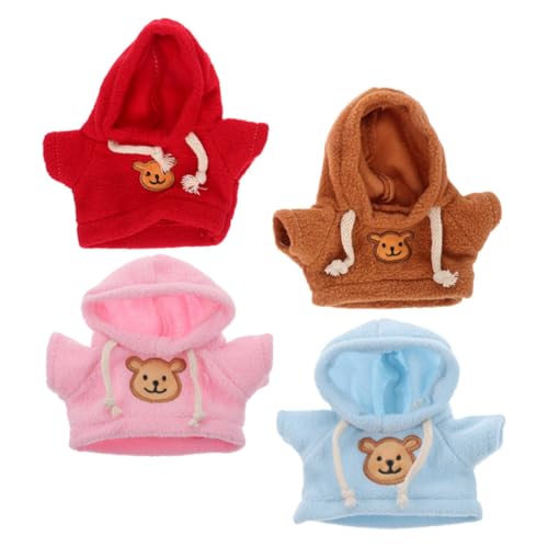 DIKACA 4 Stück Sweatshirt -Puppe Kleiner Bär Kapuzenpullover Mit Ausgestopftem Bären Puppenkleidung Austauschbare Kleidung Für Bärenpuppen Babybärenkostüm Bärenpuppen-Outfits Stoff von DIKACA