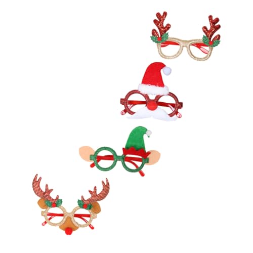 DIKACA 4 Stück Teiliges Partybrillen Weihnachtsmotive Lustige Brillenrahmen mit Hirschgeweih Weihnachtsmann Elfen Designs Unisex Weihnachtskostüm Zubehör für DIKACA 4 Stück Teiliges Partybrillen Weihnachtsmotive Lustige Brillenrahmen mit Hirschgeweih Weihnachtsmann Elfen Designs Unisex Weihnachtskostüm Zubehör für von DIKACA