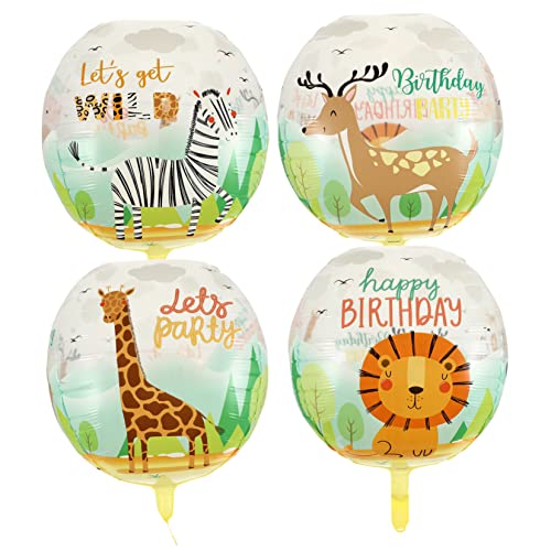 DIKACA 4 Stück tierischer Ballon Geburtstag Luftballons Dusche klare Luftballons room decoration dekoration kinderzimmer Dekorative Luftballons Ballon zum Thema Dschungel PA-Nylon von DIKACA