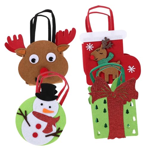 DIKACA 4 Stück weihnachtsmotiv weihnachtsbasteln weihachtsdeko Weihnachts-Goodie-Bag Tasche für Weihnachtsgeschenke Party Weihnachtstüten mit Süßigkeiten Geschenktüten mit Griffen gefühlt von DIKACA