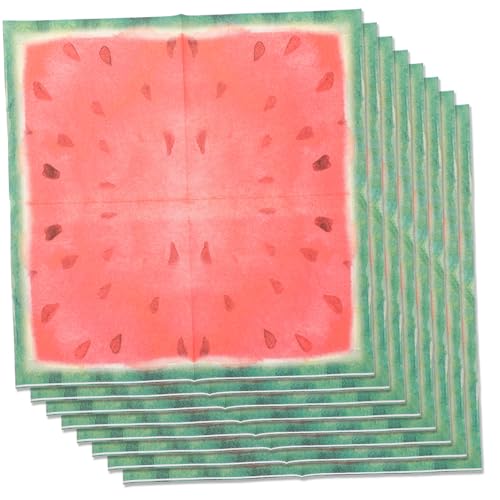 DIKACA 40 Stück Dekoratives Seidenpapier Servietten Aus Fruchtpapier Wassermelonen-servietten Dessert-serviette Wassermelonen-partyzubehör Glücklich Lustig Dekorative Papierservietten Rot von DIKACA