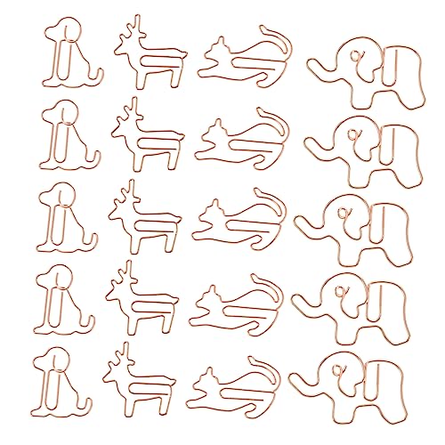 DIKACA 40 Stück Katze Büroklammer Clips Bürobedarf schicke Büroklammern geformt Rosegoldene Büroklammern Tierförmige Büroklammern Memo-Klemmen Büroklammer in Tierform Lesezeichen Metall von DIKACA