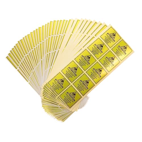 DIKACA 450 Stück Antistatisches Etikett Geräte Zahlen antistatische Etiketten Bindestrich groß yellow gelbe elektrostatische Warnaufkleber statische vorsichtige Abziehbilder Papier von DIKACA