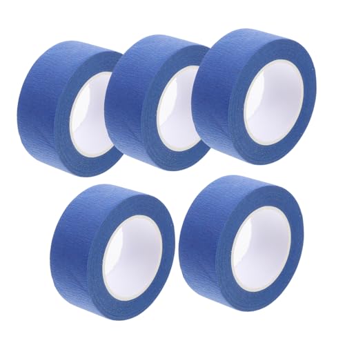 DIKACA 5 Rollen Abdeckband Doppelseitiges Klebeband Blaues Farbband Diy Klebeband Schaber Malen Weißes Malerband Künstlerband Spannungsrissband Abklebeband Blau Strukturiertes Papier von DIKACA