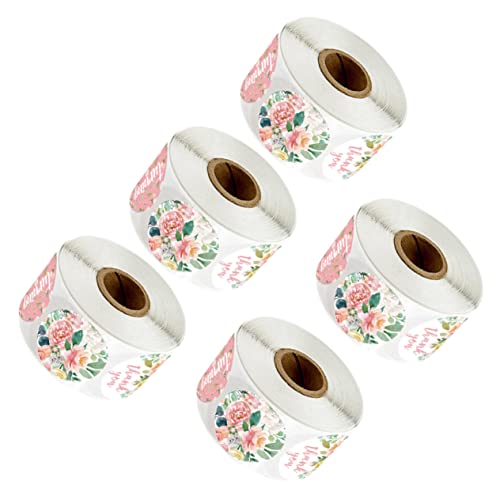 DIKACA 5 Rollen Aufkleberrolle Dekorationen Etiketten Geburtstag Geschenkaufkleber Verpackungsetikett -aufkleber Siegeletikett Abdichtende Aufkleber Rosa Kupferplattenaufkleber von DIKACA