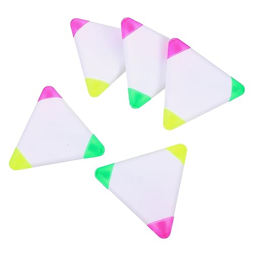 DIKACA 5 Stück Dreifarbige Dreieckige Leuchtstifte Tragbare Fluoreszierende Marker Schnelltrocknende Leuchtende Farben für Büro Schule Notizen Scrapbooking und Aquarellmalerei von DIKACA