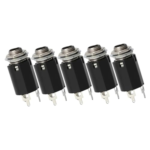 DIKACA 5 Stück Gitarrenbuchse gitarren ersatz ersatz Gitarrenzubehör Stecker passende gitarre Jack steckdosen Metallteile Steckdose Gitarre Instrumentenbuchse Tonabnehmer Plastik Schwarz von DIKACA