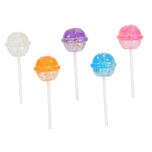 DIKACA 5 Stück Harzlollipop -Zubehör Lutscher Süßigkeiten Ornamente DIY-Bastelbedarf Lutscher-Anhänger für Schmuck gefälschte Lollipop-Foto-Requisiten Flatback-Lollipop-Anhänger Plastik von DIKACA