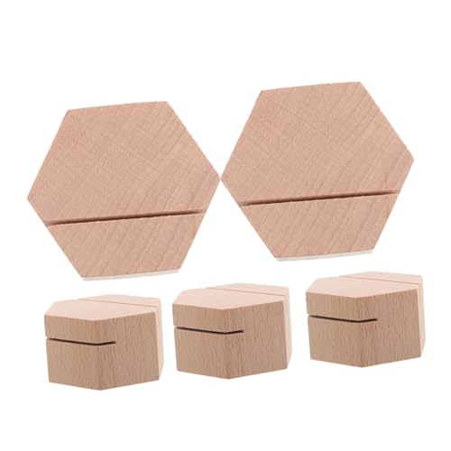 DIKACA 5 Stück Holz Kartenhalter Minimalistische Hexagon Displays für Namensschilder Fotos und Notizen Elegante Tischdekoration für Büro Veranstaltungen und Zuhause von DIKACA