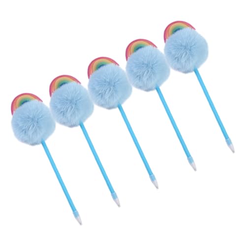 DIKACA 5 Stück Kugelschreiber geformte Stifte entzückender Plüschstift Pompon-Stift Bunte Stifte Cartoon Stift dekorativer Pomponstift süßer Stift süße Stifte kawaii schöner Stift Plastik von DIKACA