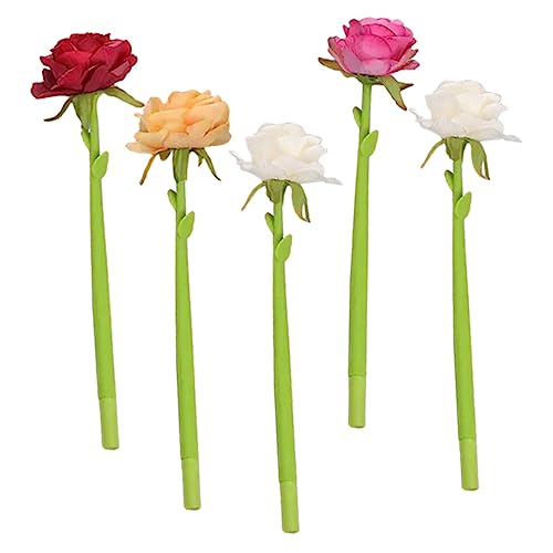 DIKACA 5 Stück Simulierter Rosenballpoint -Stift Formstifte farbig Blumen geformt Schreiben von Stiften Rosenstift kugelschreiber Neuheitstifte süße Stifte Masse Kieselgel Zufällige Farbe von DIKACA