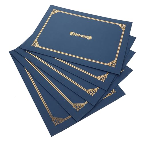 DIKACA 5 Stück Zertifikatshülle graviert Ordner Mehrfachdiplom Diplom-Auszeichnung mit Goldfolie dokumentenmappe urkundenmappe aktenmappe zertifikat a4 inhaber Diplom-Inhaber Papier Blue von DIKACA