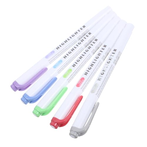 DIKACA 5 Stück farbige Markierungen Doppelkopf-Farbstift Malutensilien Highlighter Stifte ausfärben mehrfarbiger Stift ästhetische Highlighter farbige Permanentmarker Lackmarker Plastik von DIKACA