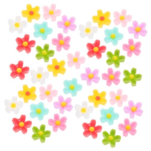 DIKACA 50 Stück Fünf-Petal-Blumenharz-Zubehör Süße Reize Nagelaufkleber Blumenohrstecker für Frauen Gänseblümchen Ohrringe Nagelabziehbilder Charme süß Ästhetische Reize Blumenanhänger von DIKACA