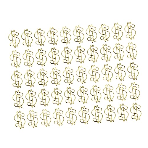 DIKACA 50 Stück Goldene Büroklammer Büroklammern Aus Metall Papierclips Schüttgut Jumbo-büroklammern Gold-bürobedarf Schreibtisch Büroklammern in Dollarform Büroklammern Legierung von DIKACA