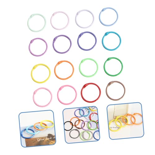 DIKACA 50 Stück Mehrfarbige Verschleißfeste Binder Ringe Wiederverwendbare Metall ringbücher Zubehör für DIY Scrapbook Schlüsselringe Leicht Tragbar für Büro Schule Zuhause von DIKACA