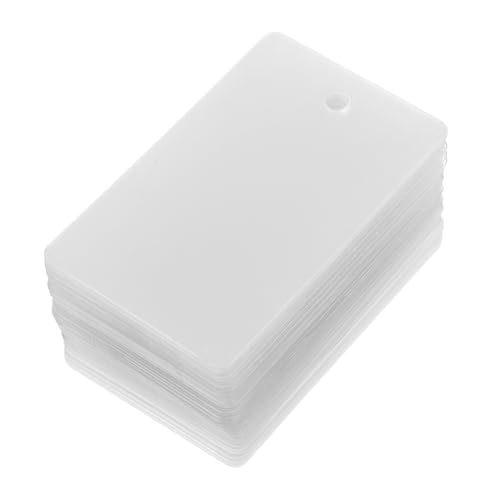 DIKACA 50 Stück Transparente PVC Hangtags Robuste Blankotags für Bekleidung Schmuck und DIY Projekte mit Vorgebohrtem Loch für Supermärkte Messen und von DIKACA
