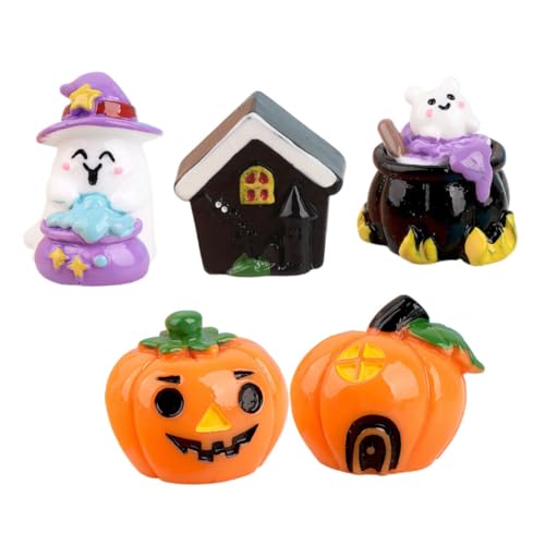 DIKACA 5 Stück Halloween-miniaturstatue Im Gemischten Stil Kunstharz Basteln Miniatur-geisterlaternen-Dekorationen Für Landschaftspartys von DIKACA