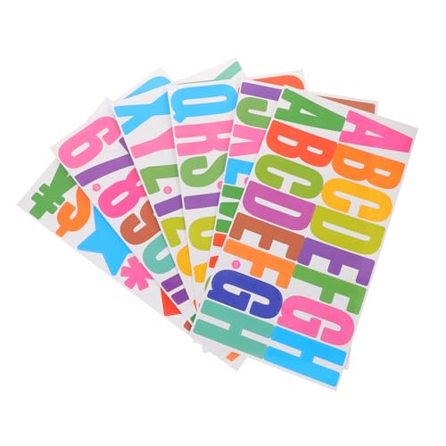 DIKACA 6 Blätter Bunte Diy Buchstaben Zahlen Aufkleber Selbstklebende Alphabet Sticker für Scrapbooking Poster Flaschen Handyhüllen Langlebig und Wasserfest von DIKACA