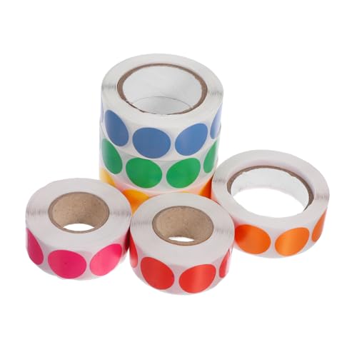 DIKACA 6 Rollen Punktaufkleber Form Punkte Runden Fluoreszierend Für Runde Etiketten Kreis Bunt Klassifizierungsaufkleber Klebstoff Dot -etiketten Farbe Aufkleber Aus Beschichtetem Papier von DIKACA