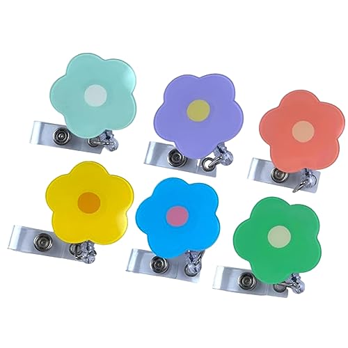 DIKACA 6 Stück Blume einfach zu ziehende Schnalle Kartenhalter Clips Abzeichenhalter kreditkarten credit card karteikarten Abzeichenschnalle Krankenschwester-Abzeichen-Rollen Metall von DIKACA