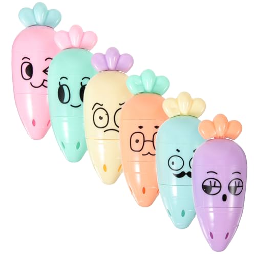 DIKACA 6 Stück Cartoon-Textmarker Textmarker für Schüler Pastell-Textmarker Mini Notizen-Marker Markierungen Stifte für Tagebuch Textmarker für die Schule süße Highlighters flüssig von DIKACA