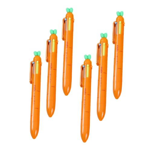 DIKACA 6 Stück Karotten-kugelschreiber Multicolor -kugelschreiber Für Stifte Für Die Schule Rosa Stifte Mehrfarbiger Stift in Einem Mini-mehrfarbenstifte Süße Stifte Plastik Orange von DIKACA