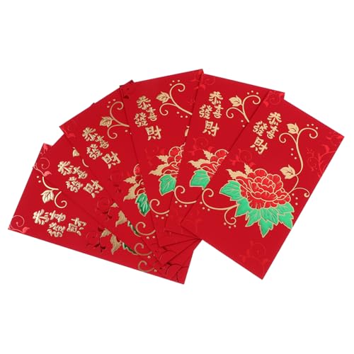 DIKACA 6 Stück Lai siehe rote Umschlagtasche roter Umschlag Fans Couplets Produkt Mondjahr Glück Geldbeutel frühlingsfest paket Neujahrsgeschenk Neujahr Geldbeutel Papier von DIKACA